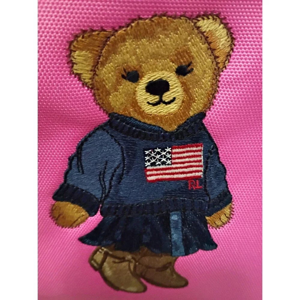 Polo Ralph Lauren Polo Bear Embroidered Bag Pink Laptop Backpack